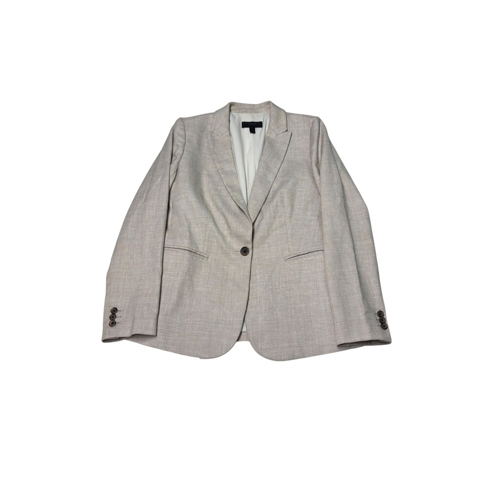 J.Crew Womens Tan Linen Blend Single Button Blazer Jacket H9710 Size 6